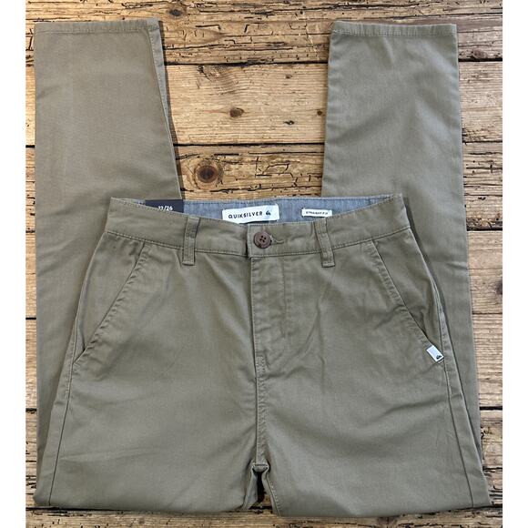 Quicksilver Boys Size 12/26 Khaki Straight Fit Pants NWT - Picture 1 of 9
